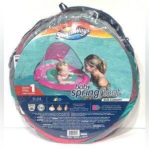 NEW, SwimWays Baby Spring Float Step 1 Sun Canopy 9-24 Months New Red Swim